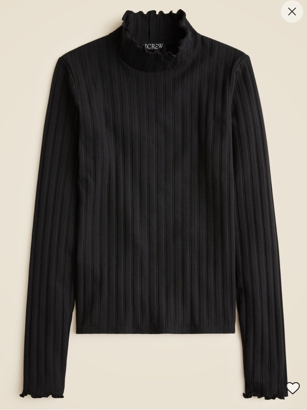 JCrew Pointelle Knit mock lettuce turtleneck black long sleeve